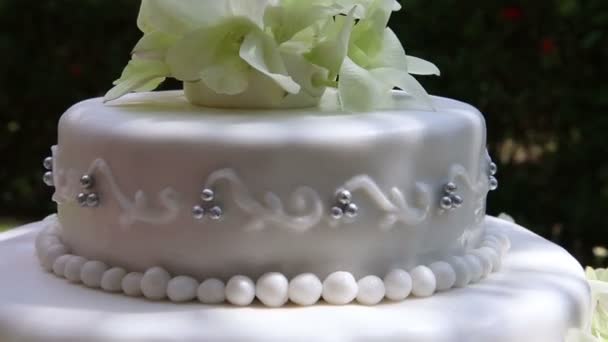 Pastel de boda con flores de orquídea — Vídeos de Stock