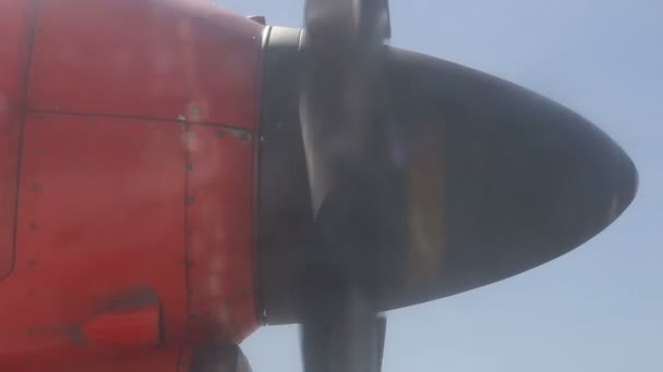 Flygplan snurrande propellern — Stockvideo