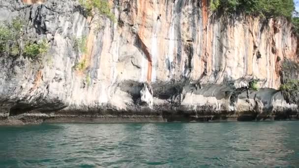 Ilha rochosa com vegetação — Vídeo de Stock