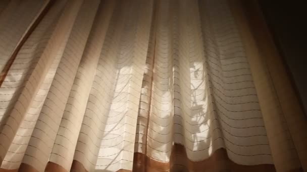 Cortinas de viento en la ventana — Vídeos de Stock