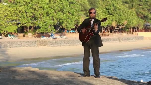 Guitariste romantique jouant de la musique — Video