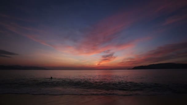 Sea dawn with clouds — Stock Video