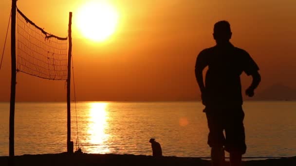 Glückliche Familie bei Sonnenuntergang — Stockvideo