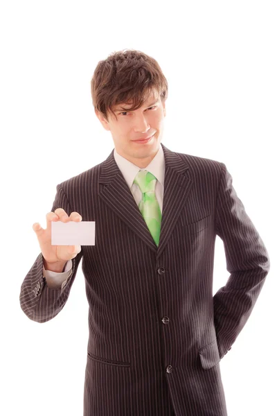 Businessman with  blank visit card — Stock Photo, Image