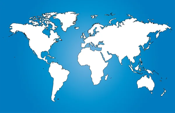 Water World Map white  Illustration with largest cities