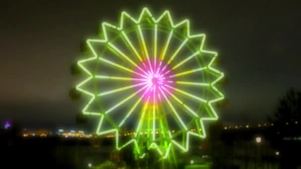 Bokeh is dat reuzenrad heeft kleurrijke op amusement park — Stockvideo