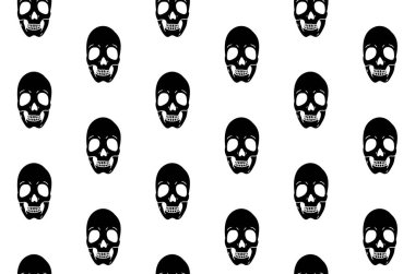 Beyaz arka planda siyah kafatasları kusursuz desen