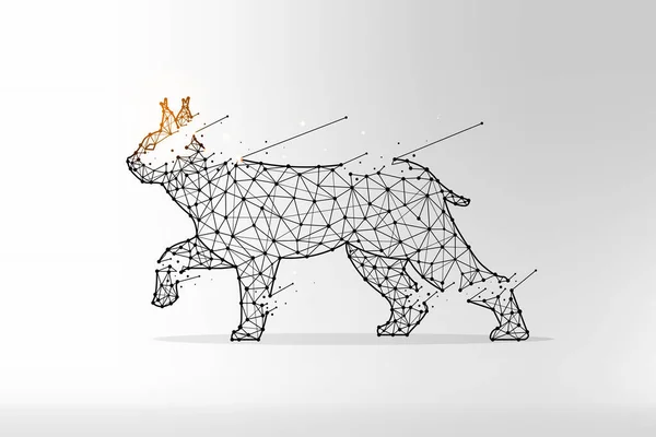 在多边形风格的Lynx 野猫是用线条和圆点制成的 抽象艺术 — 图库矢量图片