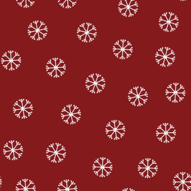 Kırmızı zemin üzerinde düz kar tanelerinin kusursuz deseni.