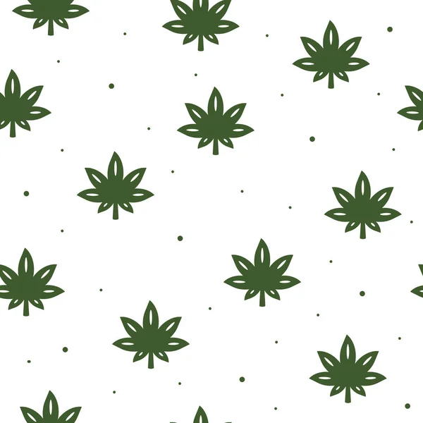 Naadloos Patroon Van Cannabis Platte Stijl Een Witte Achtergrond — Stockvector
