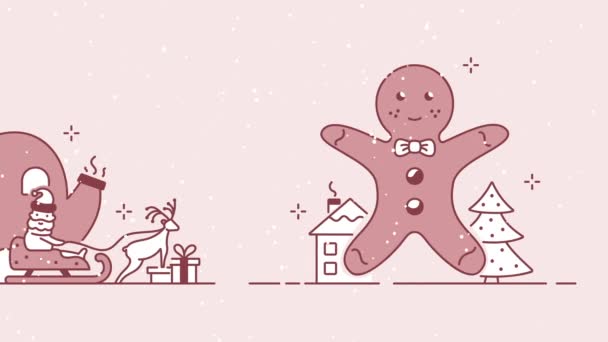 メリークリスマス2番目のアニメーション クリスマスと新年のモーショングラフィックス — ストック動画