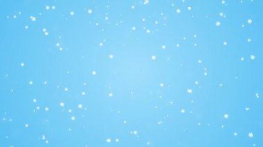 Mavi arkaplanda kar yağışı 2d animasyon, yüksek çözünürlüklü düşen kar animasyonu