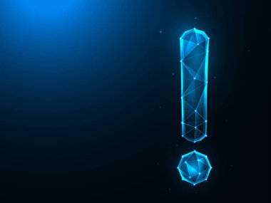 Ünlem düşük polimerli tasarım. Mavi arkaplanda çokgen vektör çizimlerinin dikkatine.