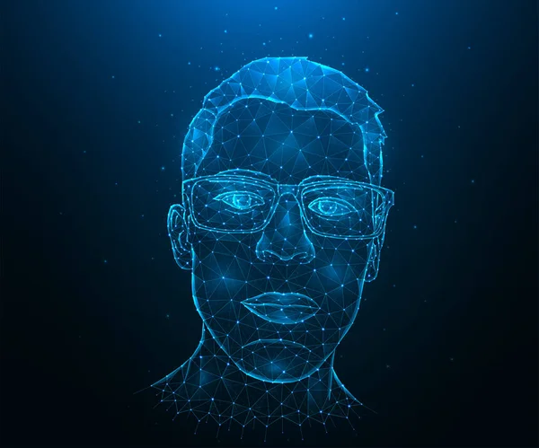 Portrett Ung Mann Med Briller Cybermenneske – stockvektor