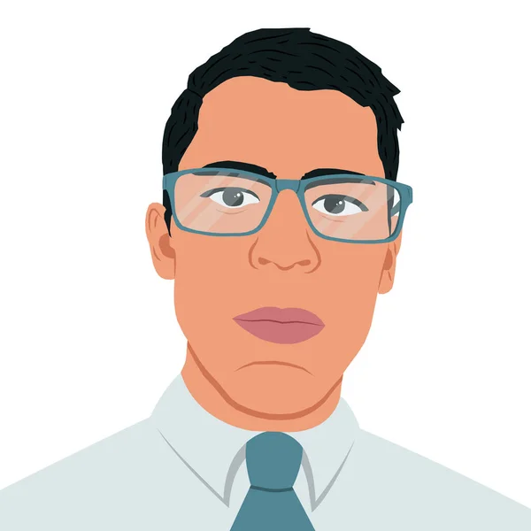 Porträt Eines Attraktiven Jungen Geschäftsmannes Mit Brille Vektorillustration — Stockvektor