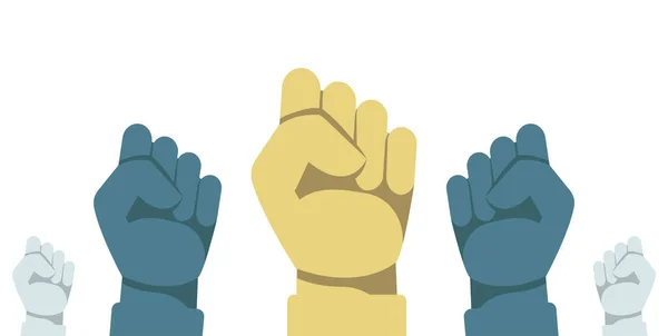 Концепція Протесту Векторна Ілюстрація Піднятих Людських Рук Згорнутими Кулаками Піднятий — стоковий вектор