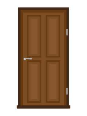 Beyaz arka planda modern ahşap bir kapının vektör çizimi