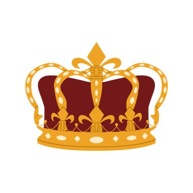 Beyaz arka planda altın kraliyet tacının vektör çizimi.