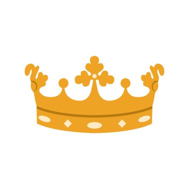 Beyaz arka planda mücevherleri olan altın kraliyet tacının vektör çizimi.