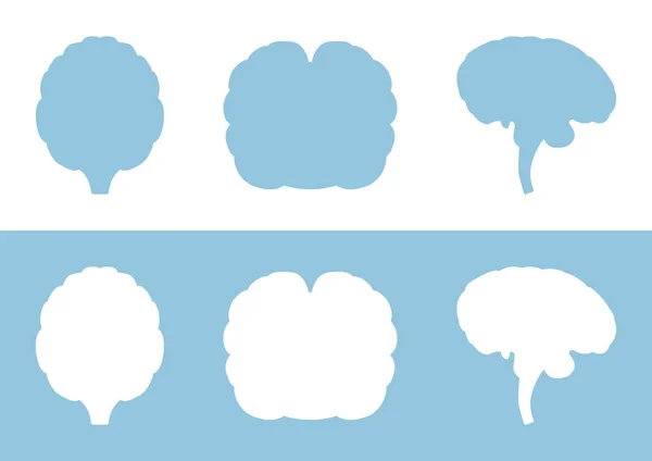 白と青の背景に人間の脳のシルエットのベクトルセット — ストックベクタ