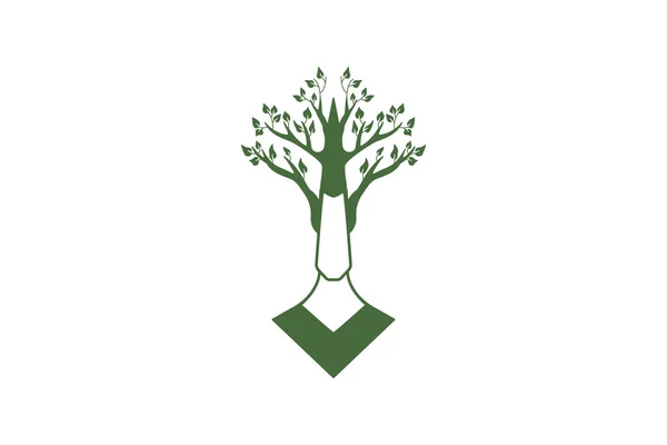 Logotipo Vectorial Único Hombre Árbol Estilo Plano — Vector de stock