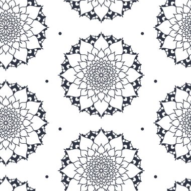 Beyaz arkaplanda çiçek mandala 'sının kusursuz deseni.