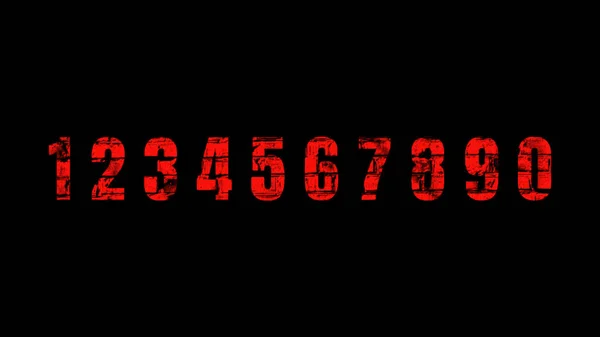 Illustration Red Numbers Brick Texture Black Background — Stock Photo, Image