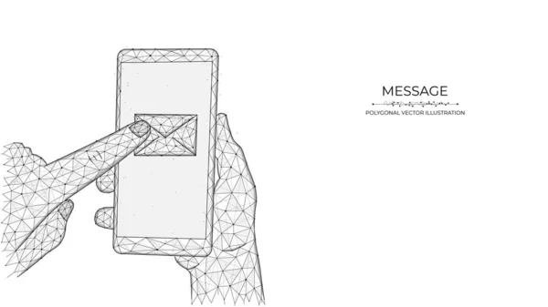 Mains Message Bas Poly Art Illustrations Vectorielles Polygonales Une Main — Image vectorielle