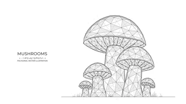 Πολυγωνική Διανυσματική Απεικόνιση Μανιταριών Λευκό Φόντο Οικογένεια Μανιταριών Χαμηλή Πολυ — Διανυσματικό Αρχείο