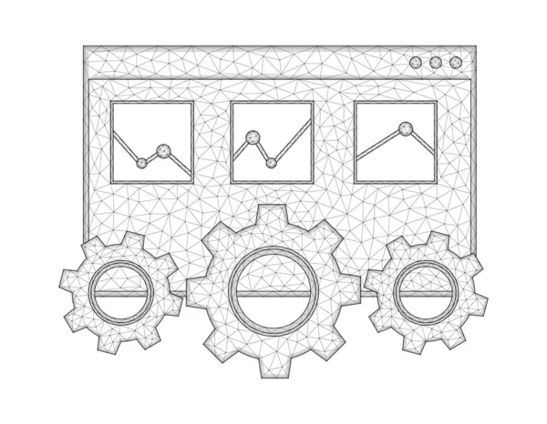 Seo Optimización Motores Búsqueda Bajo Diseño Polivinílico Ilustración Vectorial Poligonal — Archivo Imágenes Vectoriales