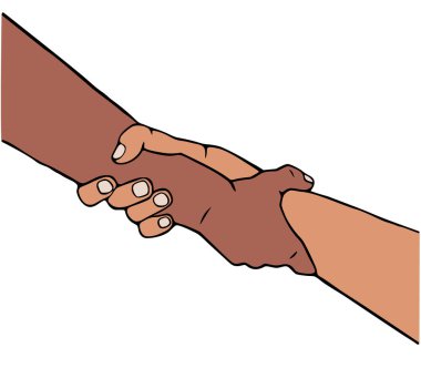 Çizgi film tarzında el vektör illüstrasyonuna yardım ediliyor.