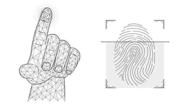 Conceito Identificação Impressões Digitais Dados Biométricos Design Poli Baixo Ilustração — Fotografia de Stock
