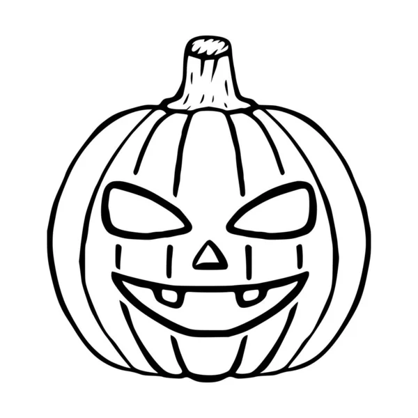 Happy Jack Lantern Doodle Icon Halloween Pumpkin Isolated — Stock Vector