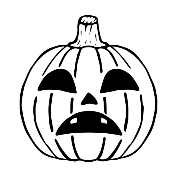 Sad Jack Lantern Glyph Icon Halloween Pumpkin Isolated — Stock Vector