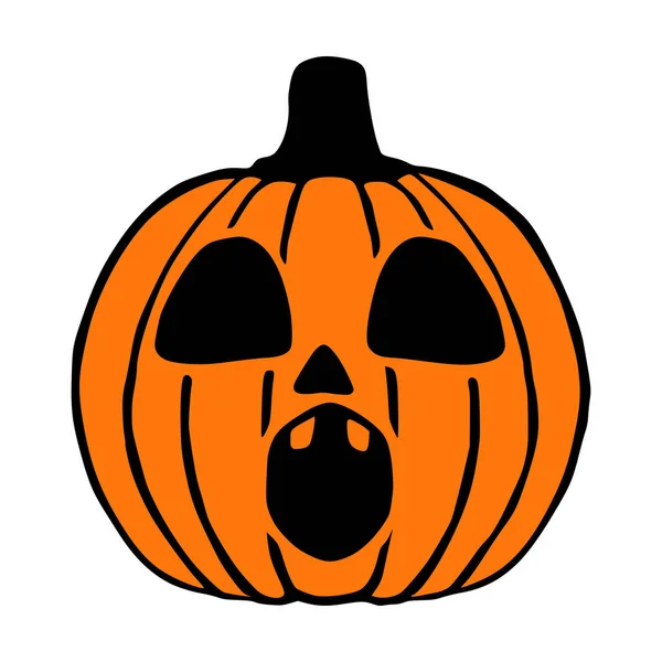Surprised Jack Lantern Hand Drawn Art Halloween Pumpkin Isolated — Stock Vector