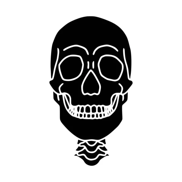 Crâne Humain Glyphe Icône Vue Face — Image vectorielle