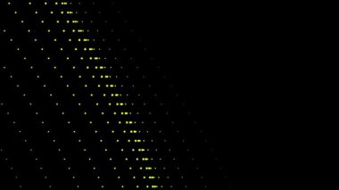 Soyut Sarı Nokta Izgara Perde Efekti Karanlık Arkaplan, Animasyon Silme Parçacıkları Hareketi Grafiksiz Döngü, 4K