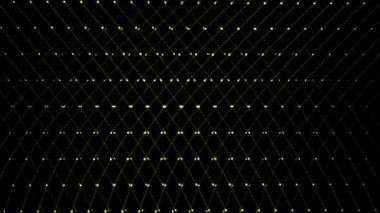 Karanlık Arkaplanda Soyut Sarı Geometrik Çizgiler, Animasyon Dot Ağı Hareketi Grafikleri, 4K