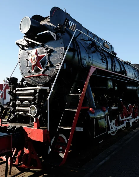 Schwarze Dampflokomotive — Stockfoto