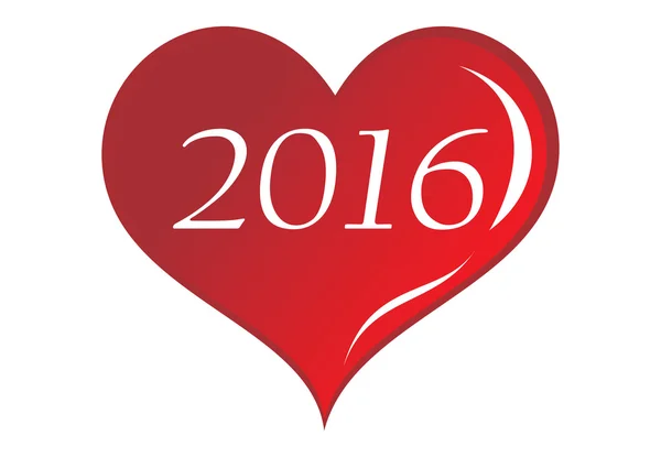 2016 & heart — Stock Photo, Image