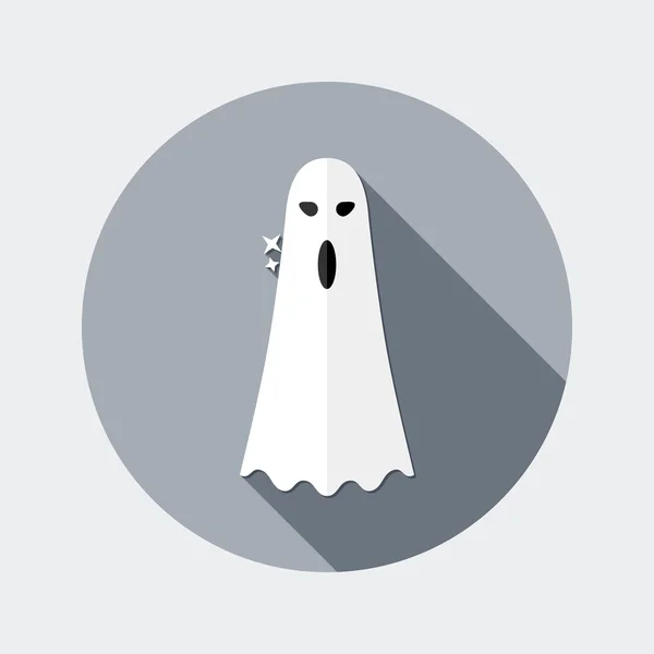 Platte ontwerp ghost pictogram met lange schaduw — Stockvector