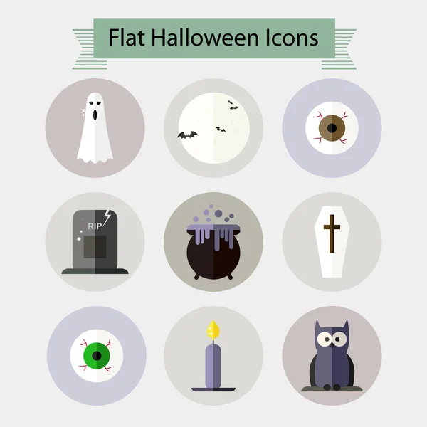 Platt halloween ikoner set 1 — Stock vektor