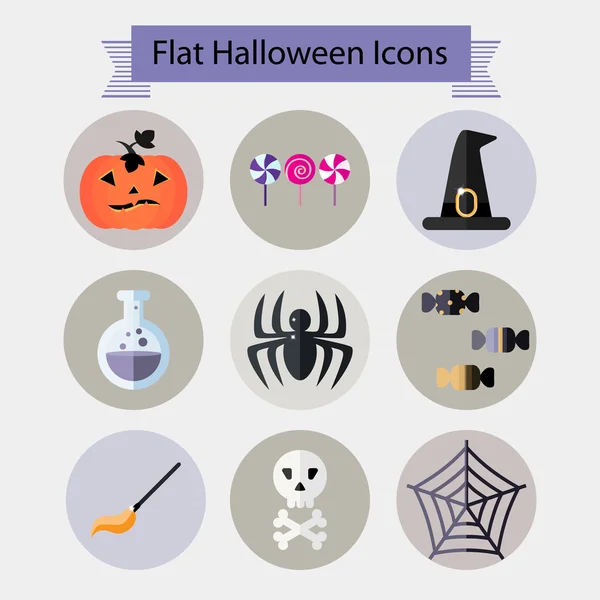 Platte halloween iconen set 2 — Stockvector