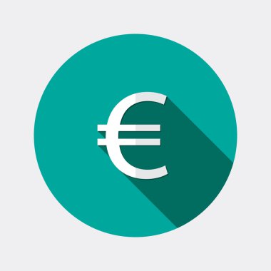 Uzun gölge ile düz tasarım euro para simgesi