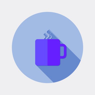 Uzun gölge ile düz tasarım sıcak içecek Kupası simgesi