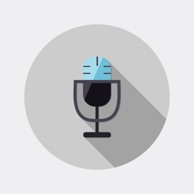 Uzun gölge ile düz tasarım mikrofon simgesi