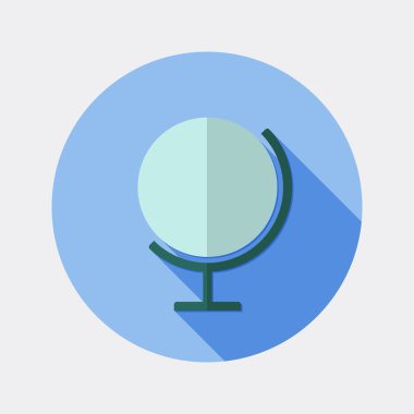 Düz tasarım dünya küre simgesiyle uzun gölge