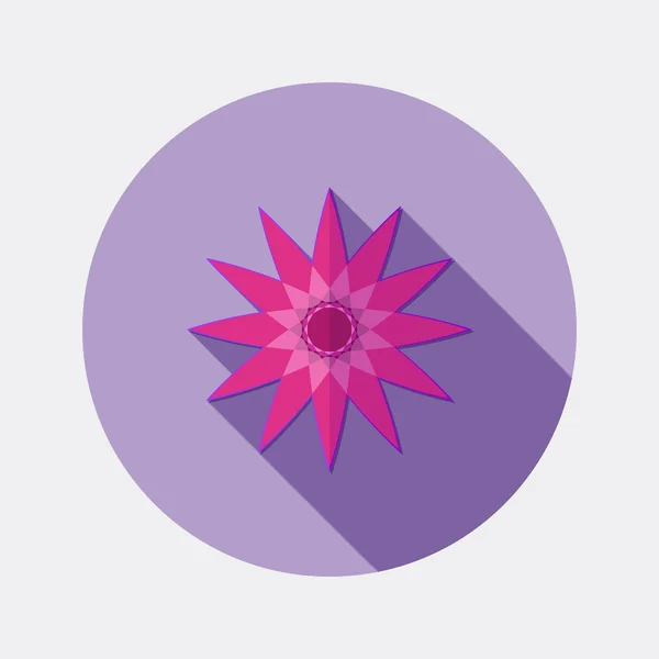 Icône de fleur design plat avec ombre longue — Image vectorielle