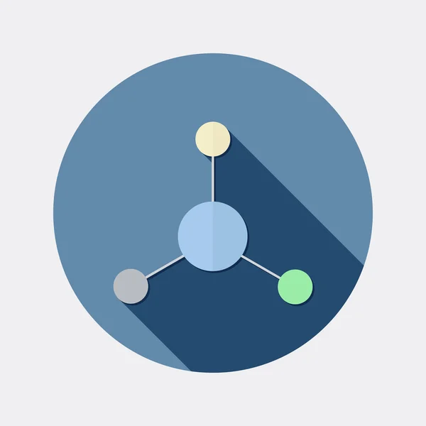 Icono de molécula de ciencia y química de diseño plano con sombra larga Ilustraciones de stock libres de derechos