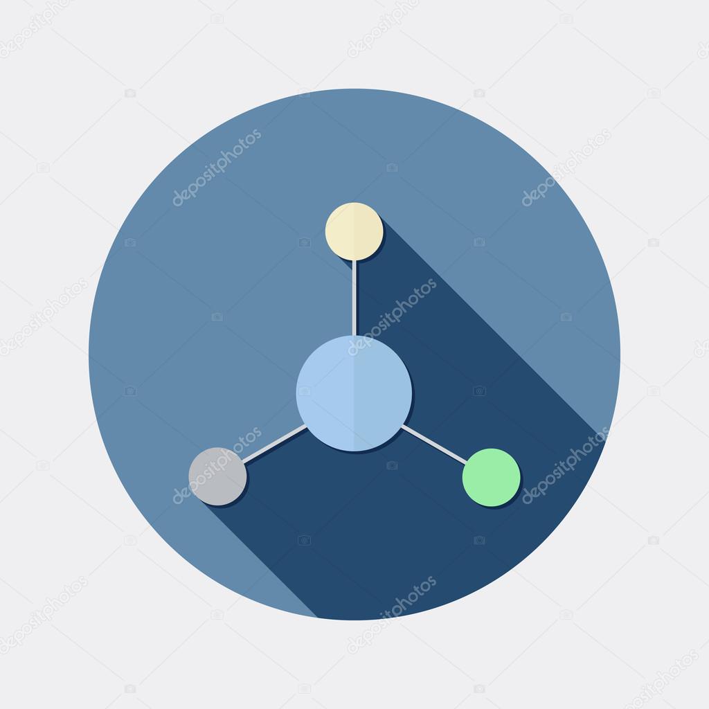 Flat design science and chemistry molecule icon with long shadow
